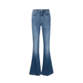 jean flare patch logo denim bleu finitions effet usé