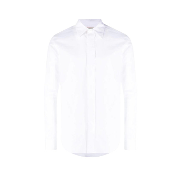 chemise popeline coton ALEXANDER MCQUEEN blanc col pointu boutonnière cachée