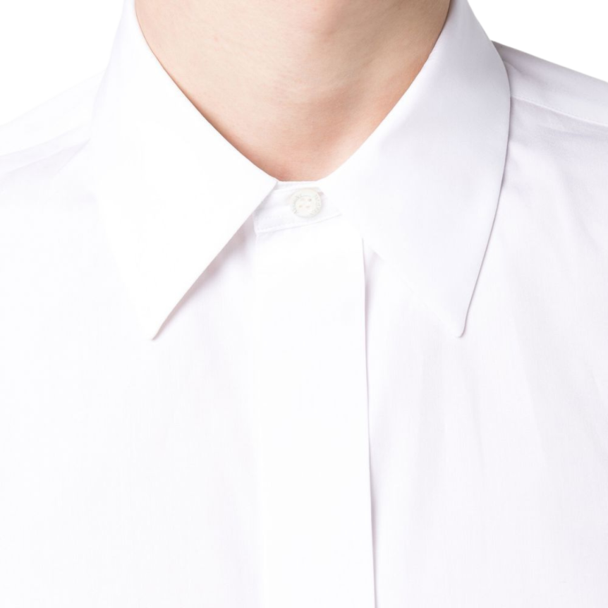 chemise popeline coton ALEXANDER MCQUEEN blanc col pointu boutonnière cachée