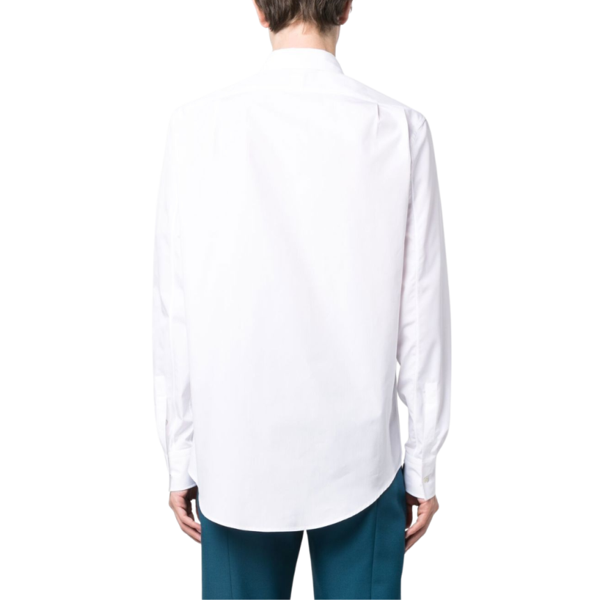 chemise popeline coton ALEXANDER MCQUEEN blanc col pointu boutonnière cachée