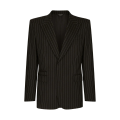 blazer bouton laine noire à fines rayures tennis craie