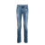 jean skinny denim coton bleu délavé plaque logo argent