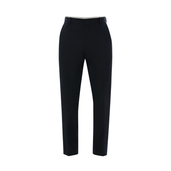 Pantalon Cigarette ALEXANDER MCQUEEN Ajusté coton bleu marine bouton métal