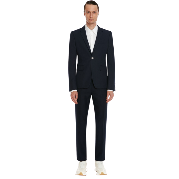 Pantalon Cigarette ALEXANDER MCQUEEN Ajusté coton bleu marine bouton métal