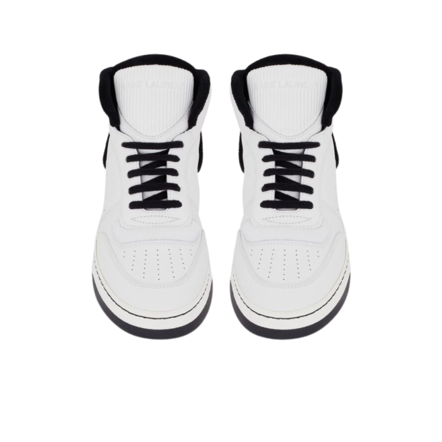 baskets montantes SAINT LAURENT SL/80 cuir lisse grainé blanc noir