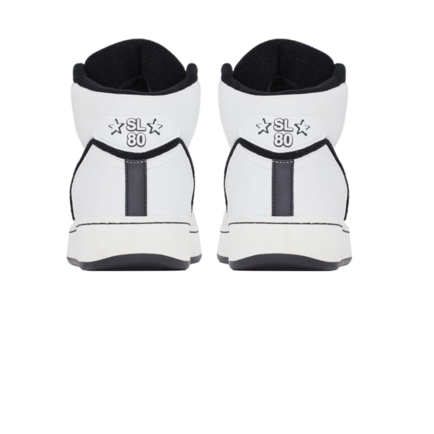 baskets montantes SAINT LAURENT SL/80 cuir lisse grainé blanc noir