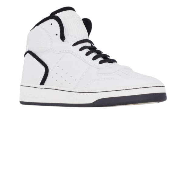 baskets montantes SAINT LAURENT SL/80 cuir lisse grainé blanc noir