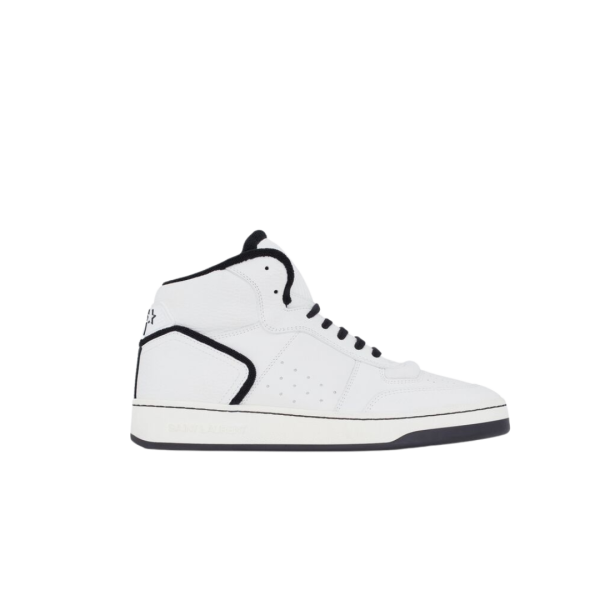 baskets montantes SAINT LAURENT SL/80 cuir lisse grainé blanc noir