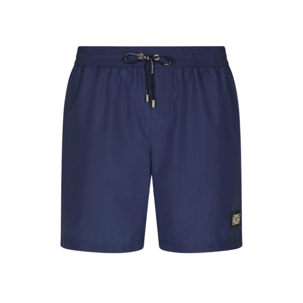 Maillot de bain DOLCE & GABBANA short mi-long bleu plaque siglée