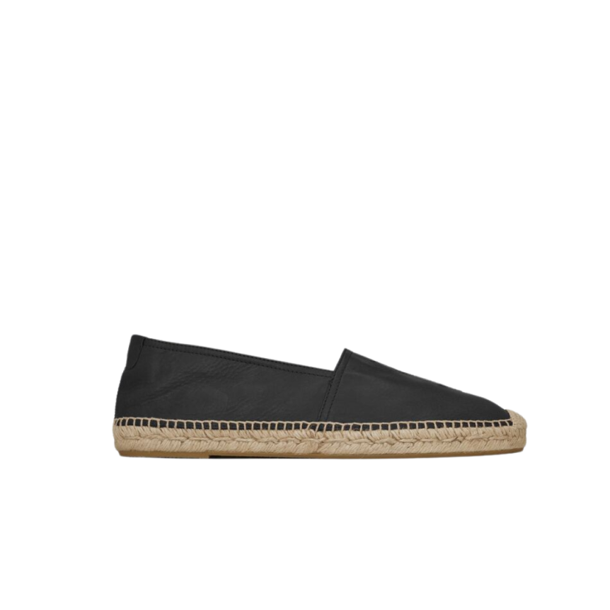 Espadrilles Saint Laurent en cuir noir logo