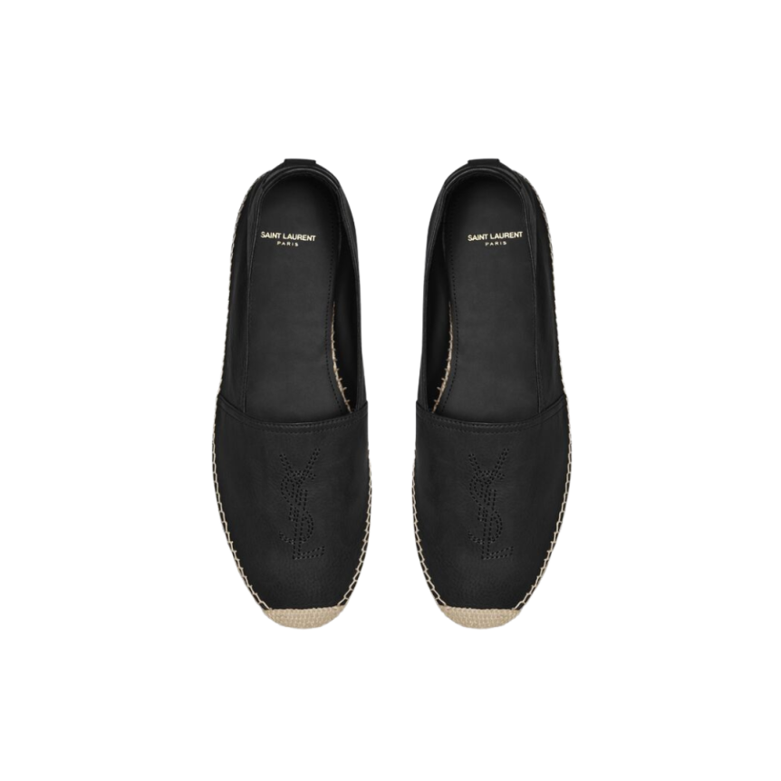 Espadrilles Saint Laurent en cuir noir logo