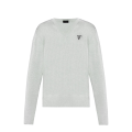 Pull Col en V Lurex argent logo Prada Milano noir