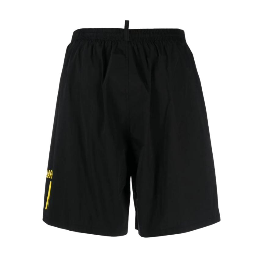 Short de bain DSQUARED noir imprimé ICON jaune