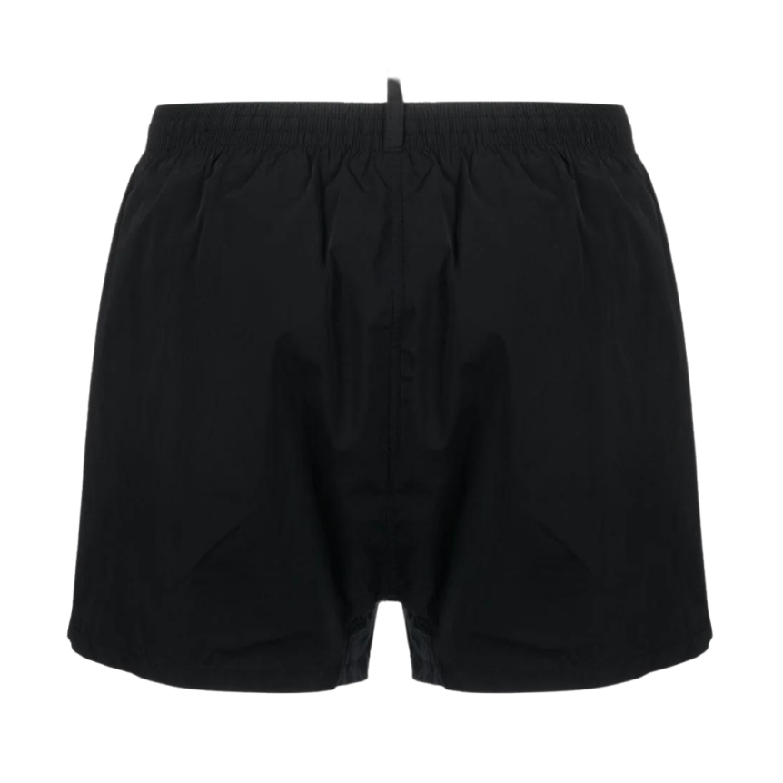 Short de bain DSQUARED noir imprimé ICON blanc