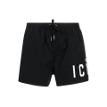 Short de bain noir imprimé ICON blanc