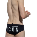 Slip de bain noir imprimé ICON blanc