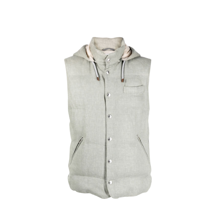 Gilet sans manches BRUNELLO CUCINELLI à capuche Vert amande