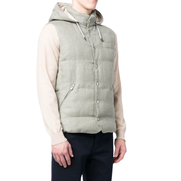 Gilet sans manches BRUNELLO CUCINELLI à capuche Vert amande