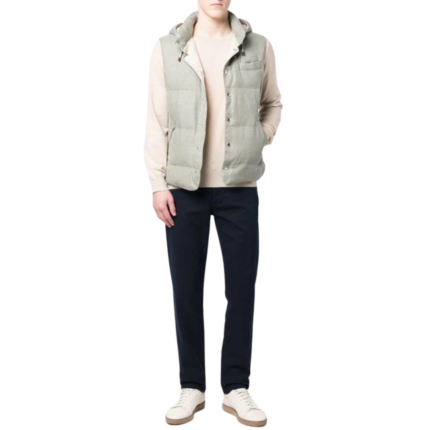 Gilet sans manches BRUNELLO CUCINELLI à capuche Vert amande