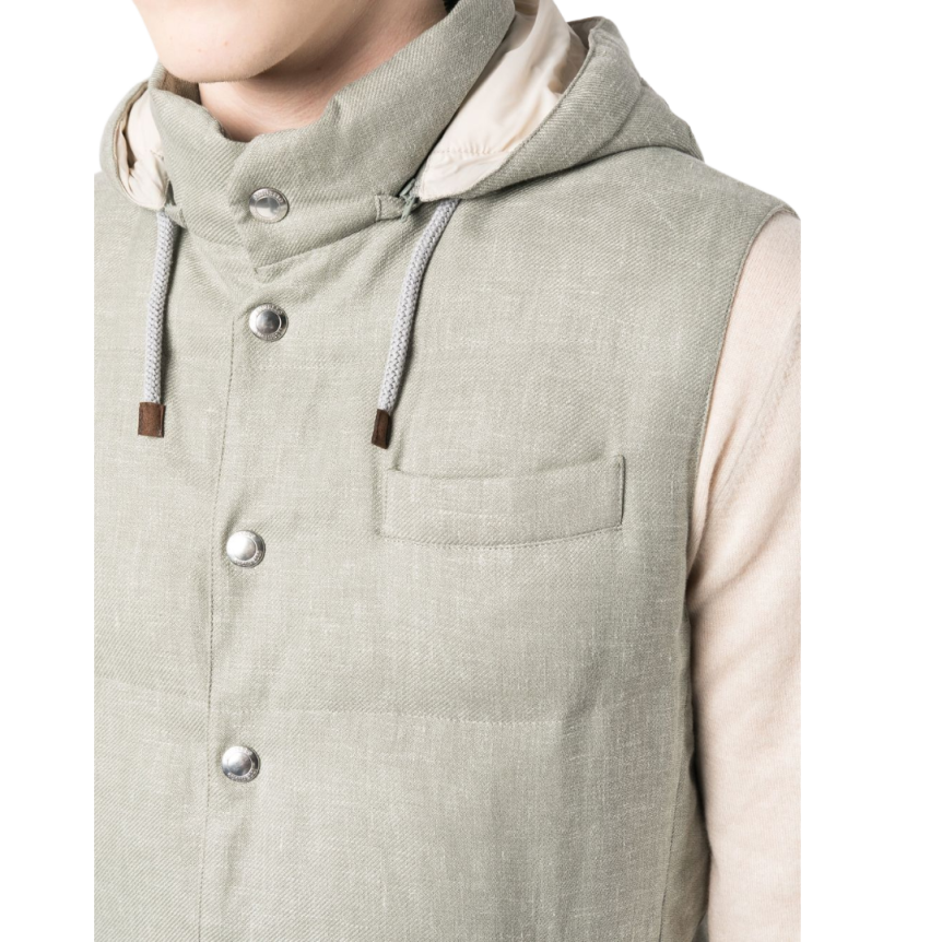 Gilet sans manches BRUNELLO CUCINELLI à capuche Vert amande