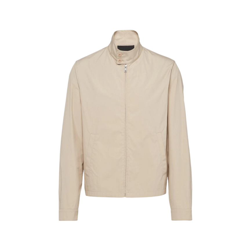 Blouson Bomber PRADA coton beige logo triangle Dos