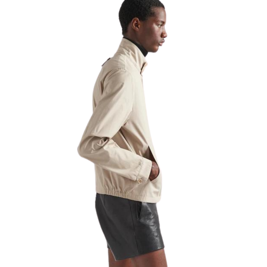 Blouson Bomber PRADA coton beige logo triangle Dos