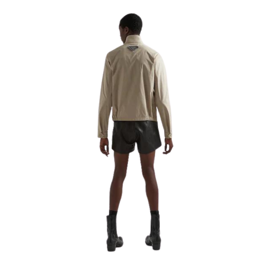 Blouson Bomber PRADA coton beige logo triangle Dos