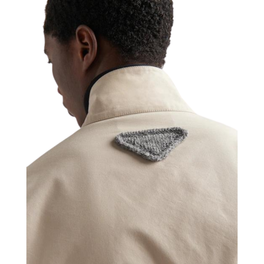 Blouson Bomber PRADA coton beige logo triangle Dos