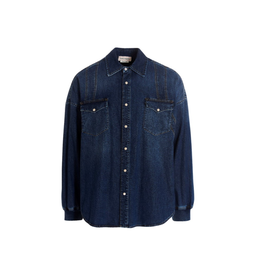 chemise en jean ALEXANDER MCQUEEN boutonnée manches longues denim coton bleu