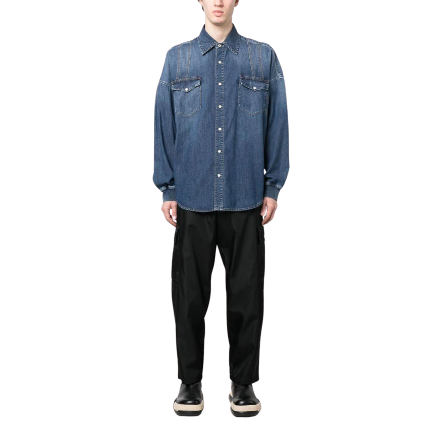 chemise en jean ALEXANDER MCQUEEN boutonnée manches longues denim coton bleu