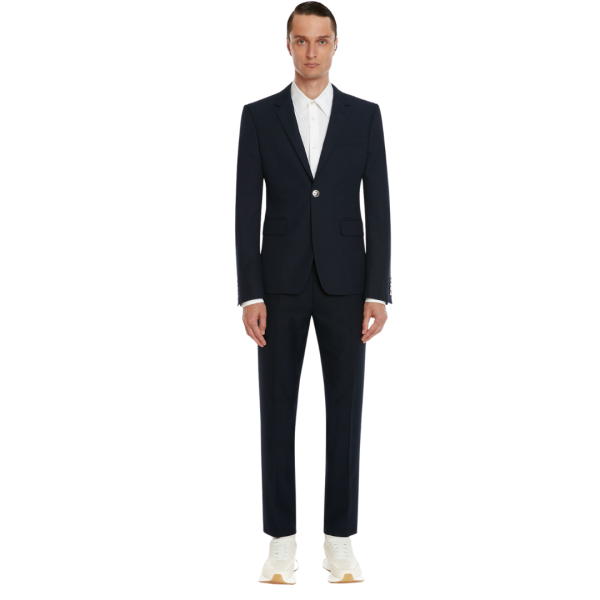 Veste Blazer ALEXANDER MCQUEEN Bleu nuit boutons métal argent