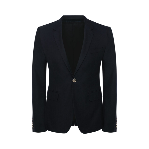 Veste Blazer ALEXANDER MCQUEEN Bleu nuit boutons métal argent