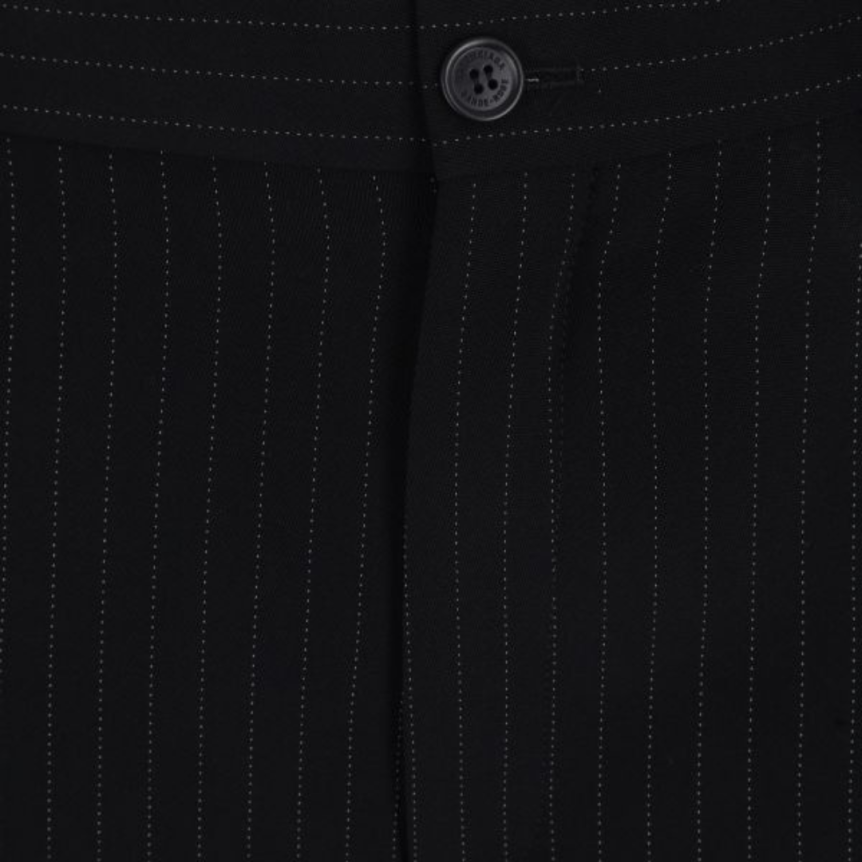 Pantalon BALENCIAGA Palazzo sergé noir fines rayures blanches