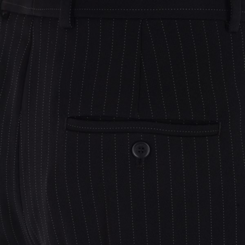 Pantalon BALENCIAGA Palazzo sergé noir fines rayures blanches