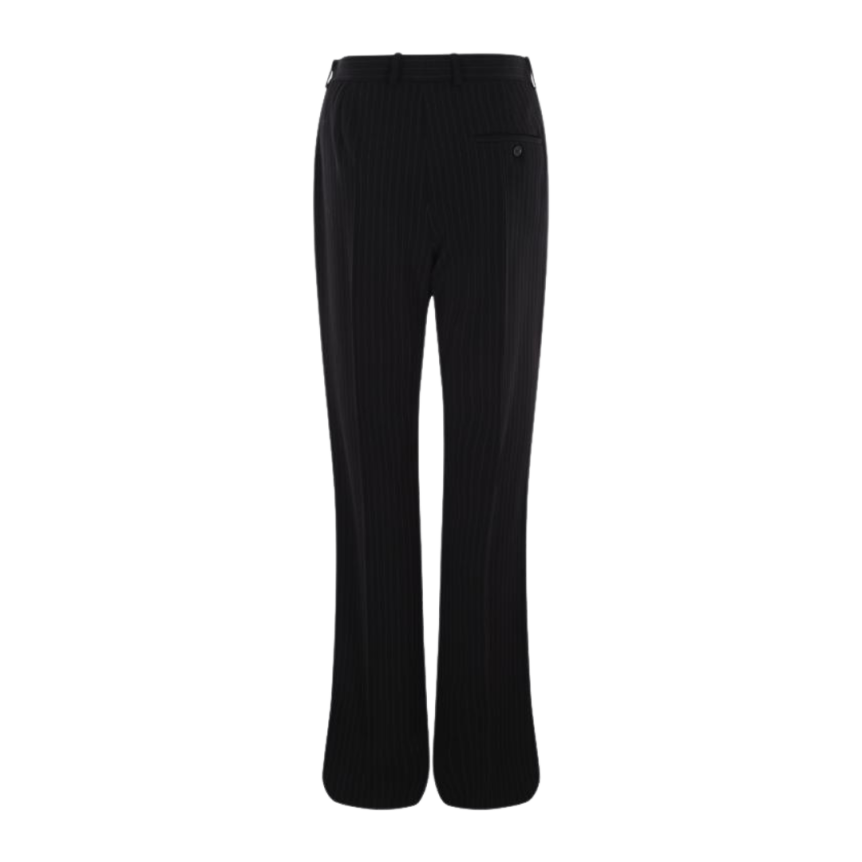 Pantalon BALENCIAGA Palazzo sergé noir fines rayures blanches