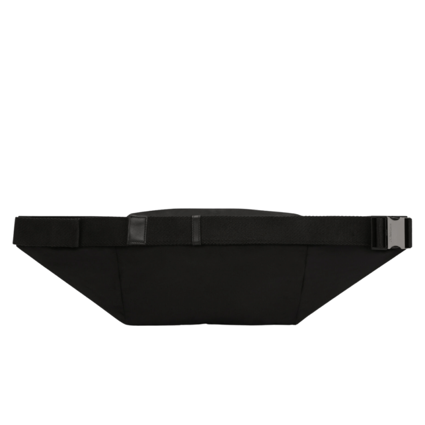 Sac ceinture banane nylon noir logo caoutchouté Dolce & Gabbana Milano blanc