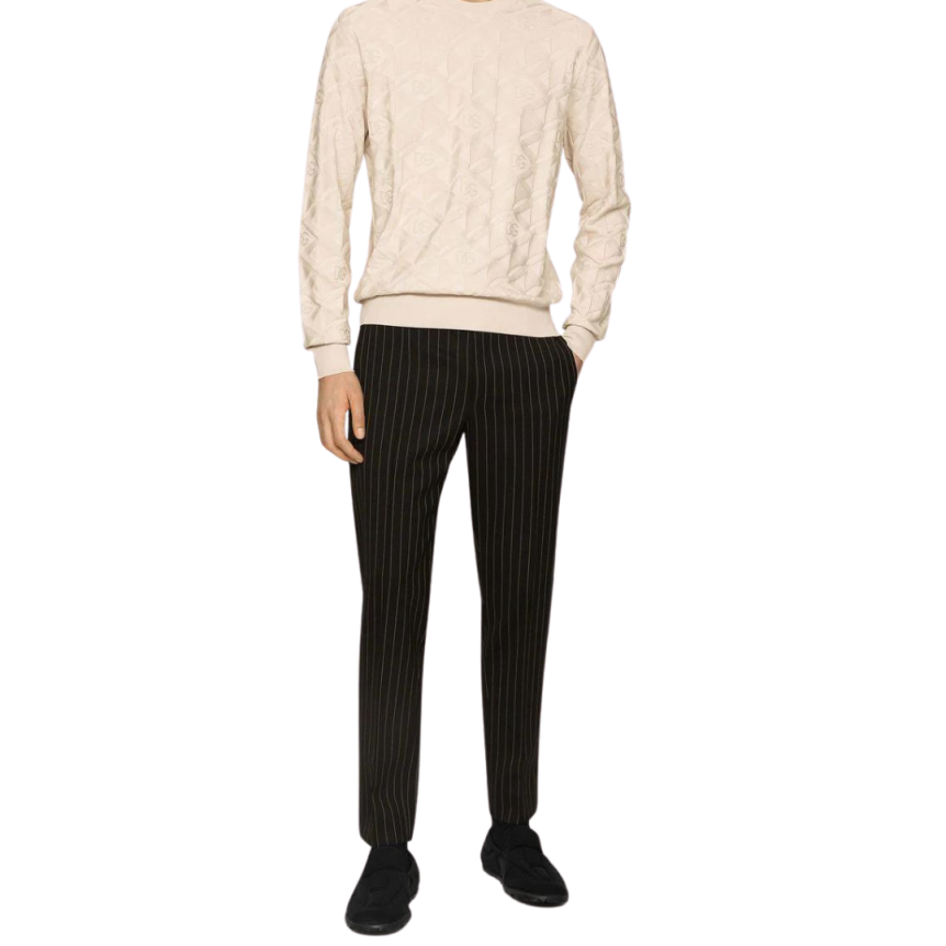 pantalon skinny laine noire à fines rayures Dolce & Gabbana