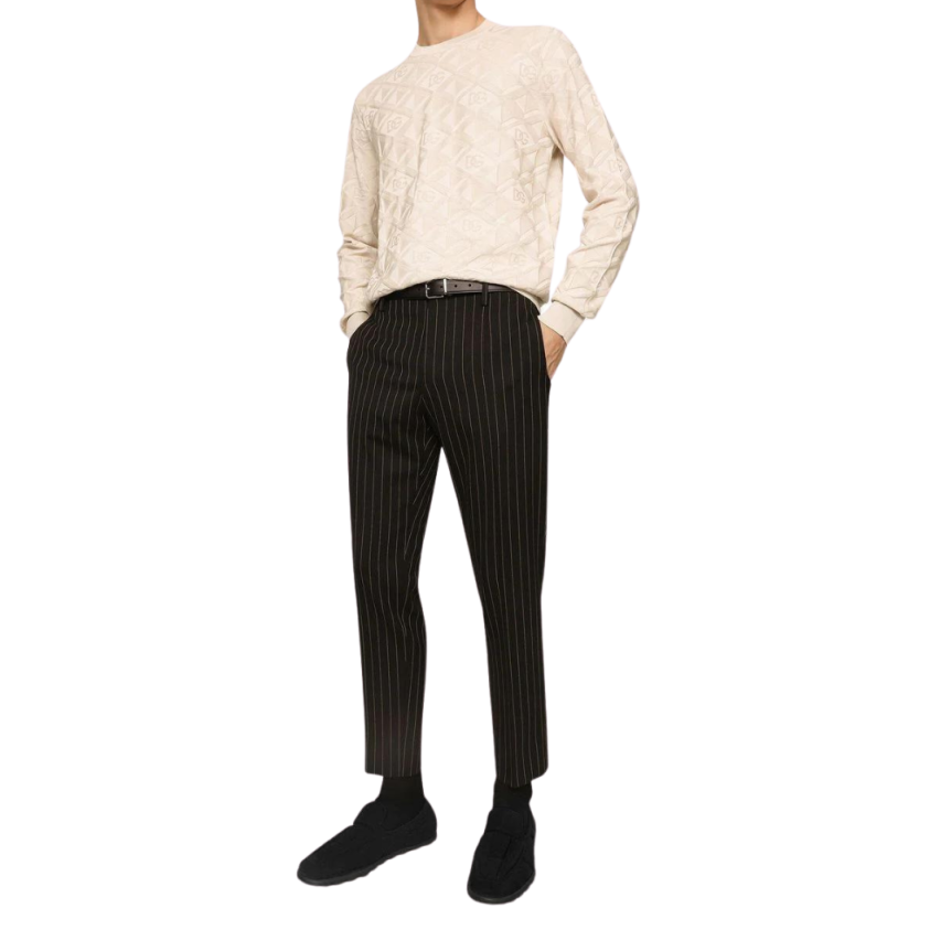 pantalon skinny laine noire à fines rayures Dolce & Gabbana