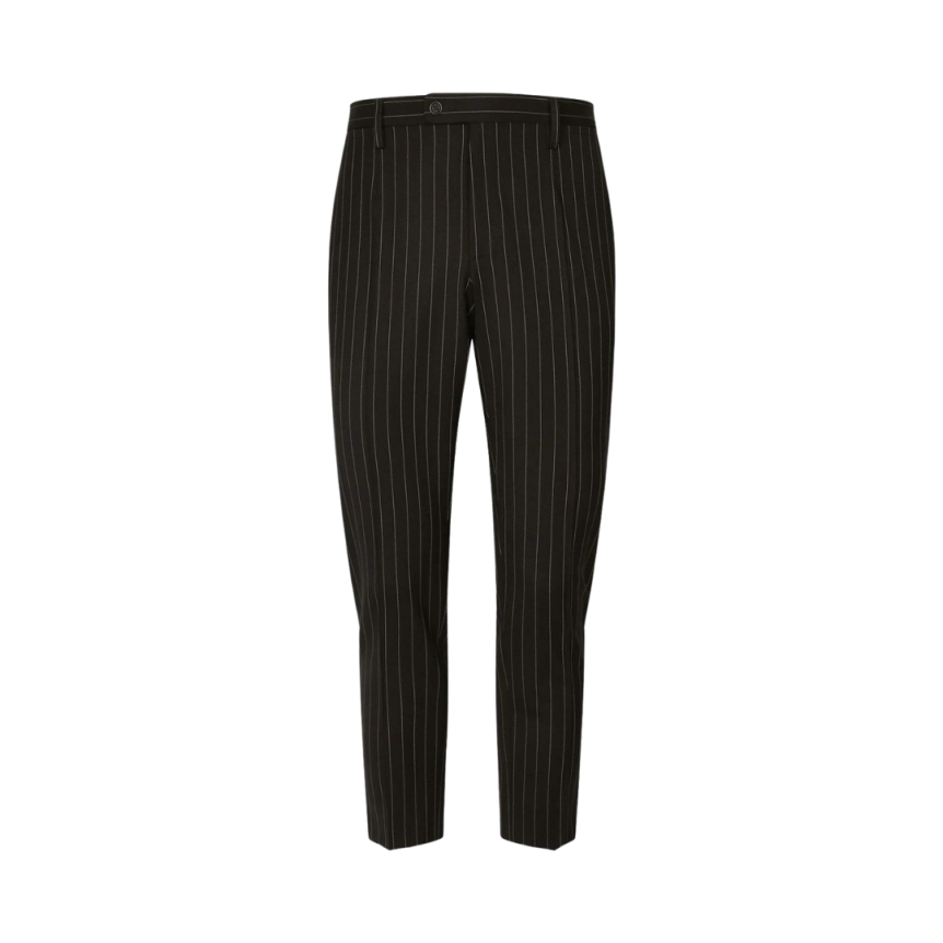 pantalon skinny laine noire à fines rayures Dolce & Gabbana