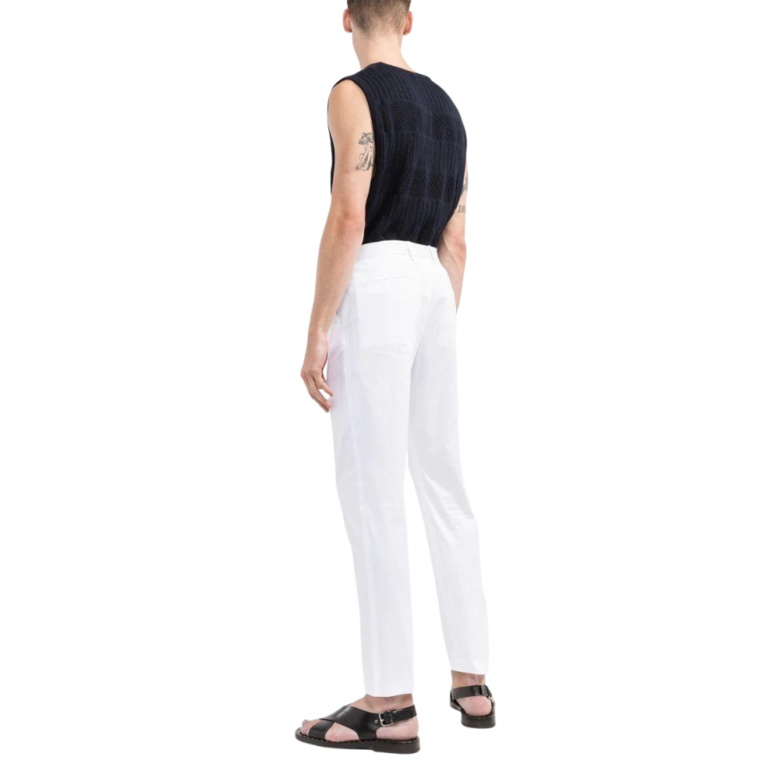 pantalon slim DOLCE & GABBANA costume quatre poches coton stretch blanc logo DG argent