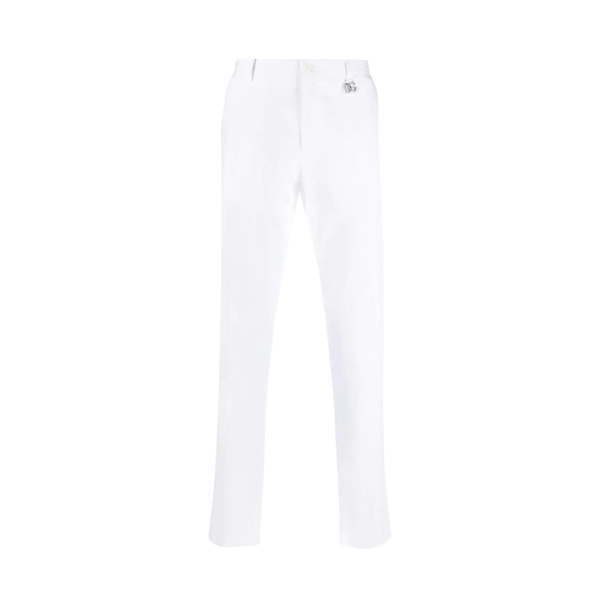 pantalon slim DOLCE & GABBANA costume quatre poches coton stretch blanc logo DG argent