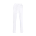 pantalon slim costume quatre poches coton stretch blanc cassé logo DG argent