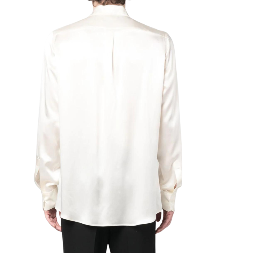 Chemise DOLCE & GABBANA manches longues coupe Martini satin de soie brillant ivoire