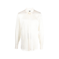 Chemise manches longues Coupe Martini satin de soie brillant ivoire