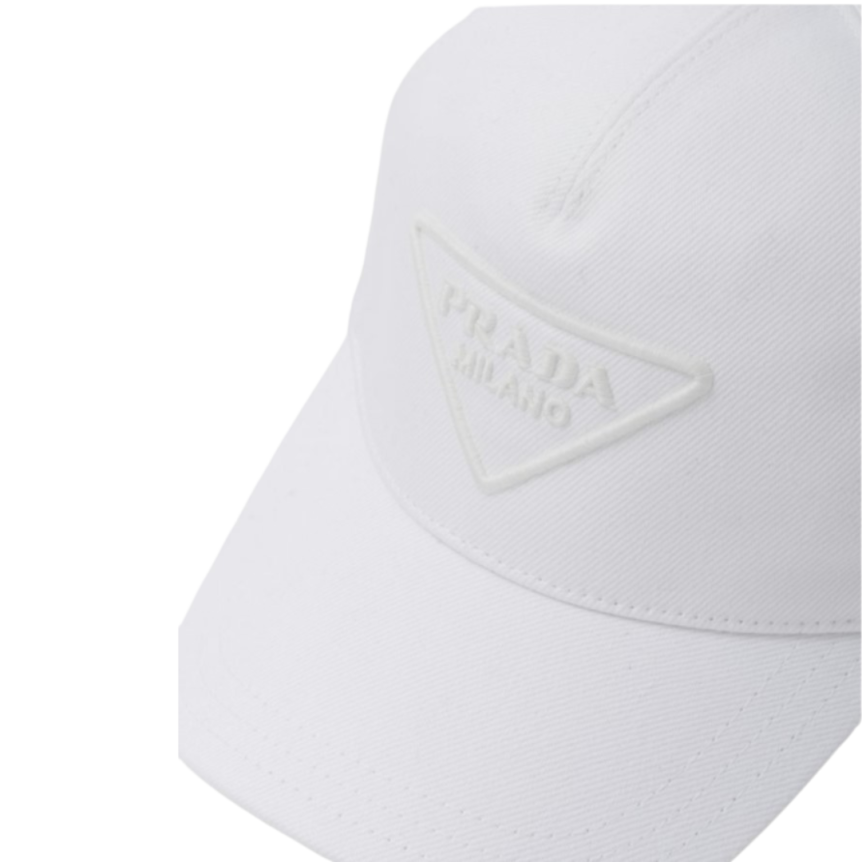 casquette de baseball PRADA coton blanc logo brodé