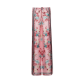 Pantalon large Foulard fluide soie écrue fleurs roses
