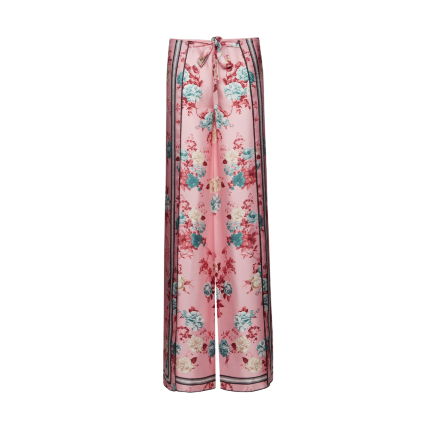 MAGDA BUTRYM Robe courte Foulard fluide soie écrue fleurs roses