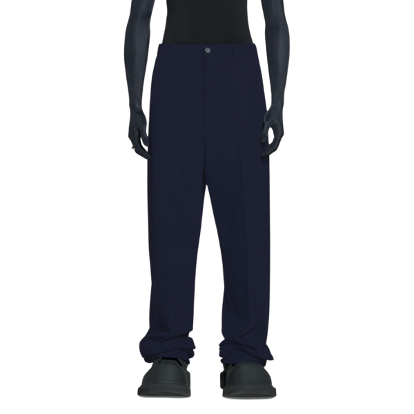 Pantalon Tailored BALENCIAGA Fit Large laine stretch bleu foncé NYC Show