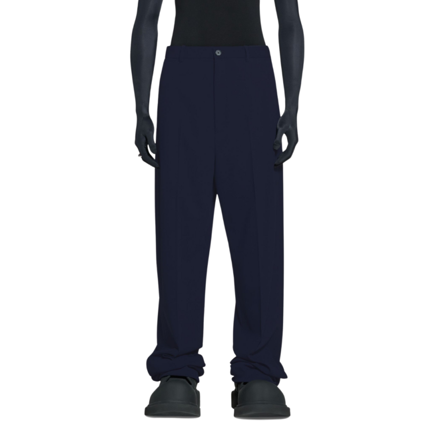 Pantalon Tailored BALENCIAGA Fit Large laine stretch bleu foncé NYC Show