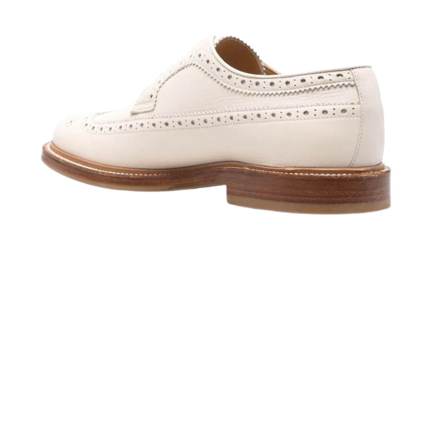 derby BRUNELLO CUCINELLI cuir de veau beige perforée bout  fleuri